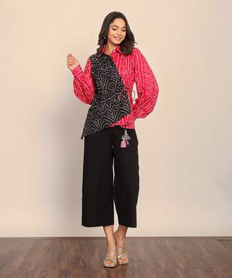 Pink and black cotton bandhej co-ord set 3