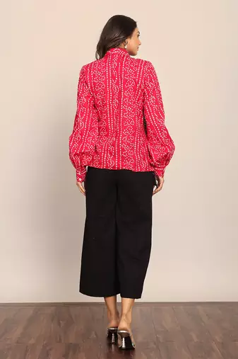 Pink and black cotton bandhej co-ord set