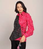 Pink and black cotton bandhej shirts