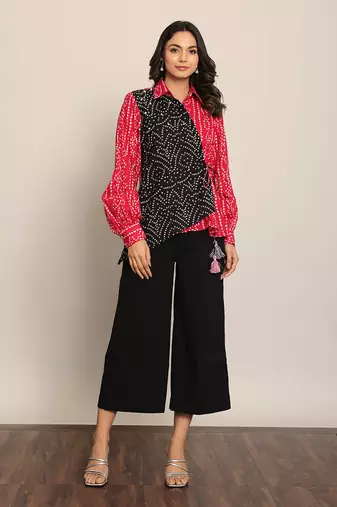 Pink and black cotton bandhej shirts