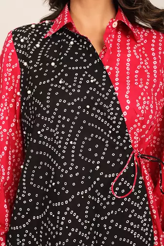 Pink and black cotton bandhej shirts