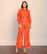 Orange fionna georgette floral co-ord set