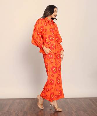 Orange fionna georgette floral co-ord set 4