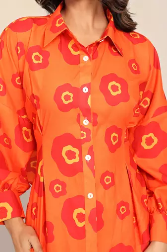 Orange fionna georgette floral co-ord set