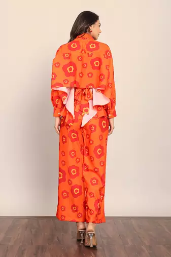 Orange fionna georgette floral co-ord set