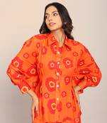 Orange fionna georgette floral shirts