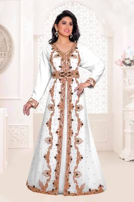 off white color full sleeves Handmade Moroccan Kaftan 1