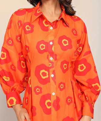 Orange fionna georgette floral shirts 4