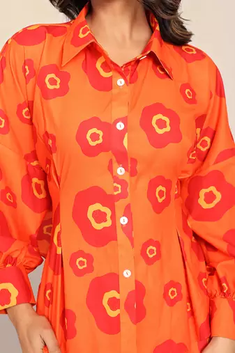 Orange fionna georgette floral shirts