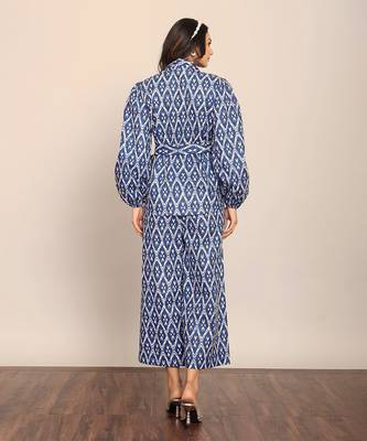 Blue and white cotton geometric co-ord set 6