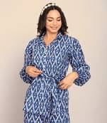 Blue and white cotton geometric shirts