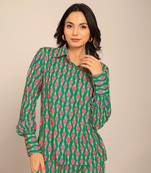 Sea green and pink fionna georgette polka dot  shirts