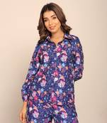 Blue and multi fionna georgette floral shirts