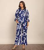 Blue and white fionna georgette geometric co-ord set