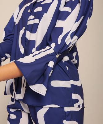 Blue and white fionna georgette geometric co-ord set 5