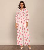 White and red fionna georgette floral co-ord set