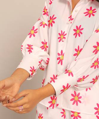 White and red fionna georgette floral co-ord set 5