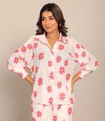 White and red fionna georgette floral shirts