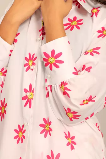 White and red fionna georgette floral shirts