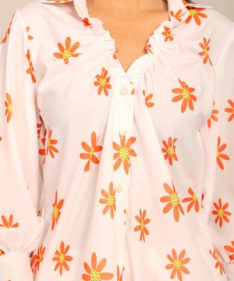White and orange fionna georgette floral co-ord set 5