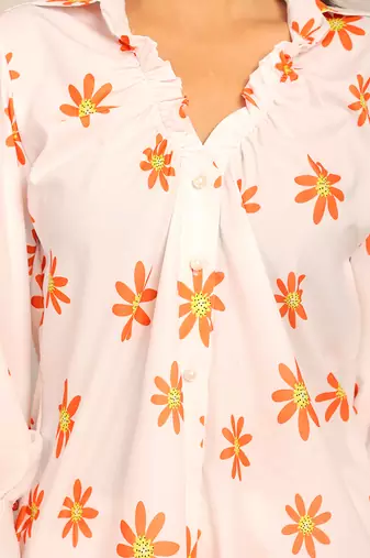 White and orange fionna georgette floral co-ord set