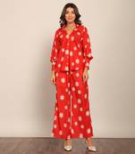 Red and white fionna georgette floral co-ord set