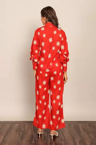Red and white fionna georgette floral shirts