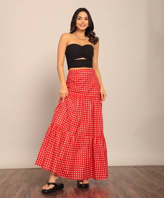 Black and red cotton top With Skirt Co-ord Set 1