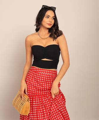 Black and red cotton top With Skirt Co-ord Set 4