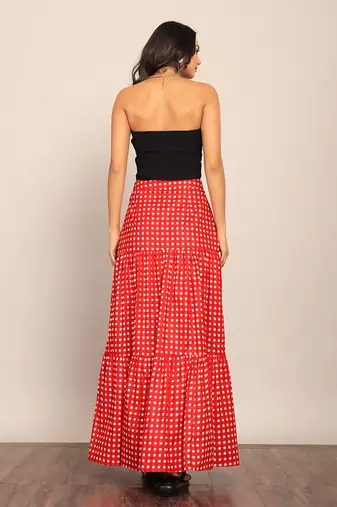 Black and red cotton top With Skirt Co-ord Set