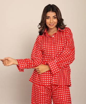 Red cotton geometric shirts 1