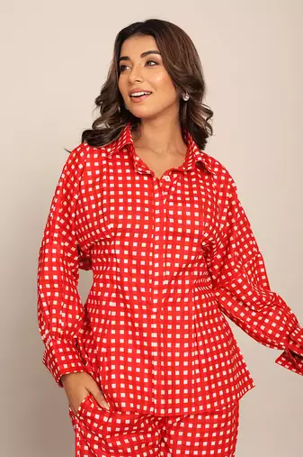 Red cotton geometric shirts