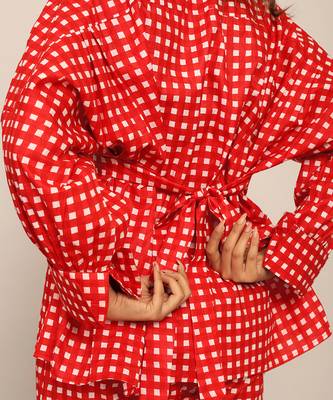 Red cotton geometric shirts 6