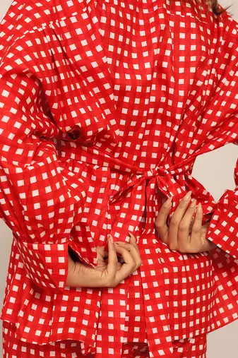 Red cotton geometric shirts