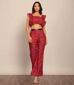 Orange and black fionna georgette geometric co-ord set