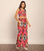 Pink and multi cotton geometric co-ord set