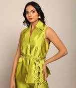 Green taffeta solid top