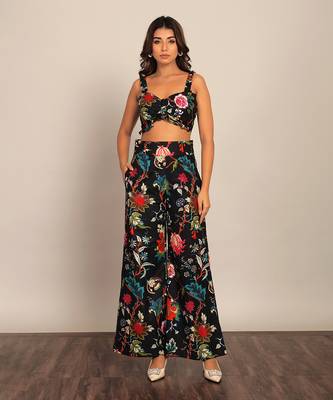 Black and multi cotton floral co-ord set 1