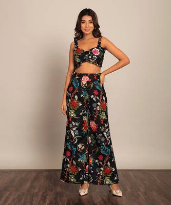 Black and multi cotton floral co-ord set 3