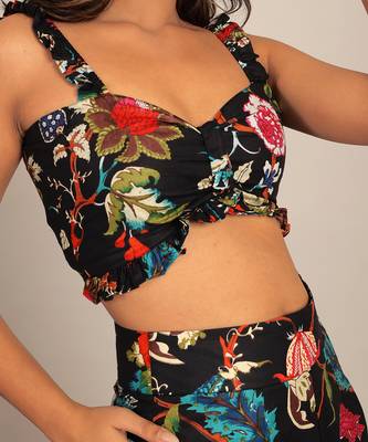 Black and multi cotton floral co-ord set 5