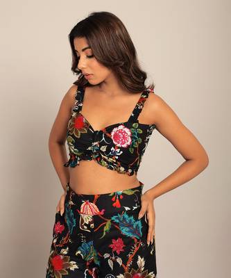 Black and multi cotton floral top 4