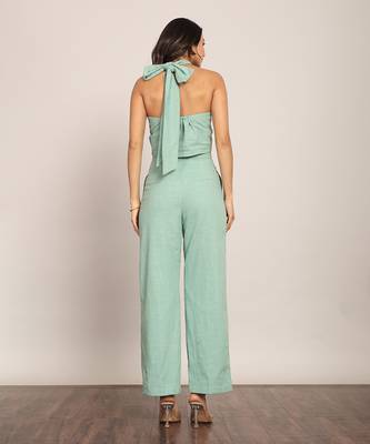 Mint green cotton slub solid co-ord set 6