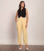 Black and beige cotton slub solid co-ord set