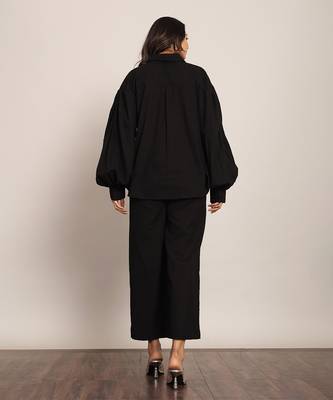 Black cotton slub solid co-ord set 6