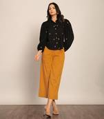 Black and marigold yellow cotton solid co-ord set