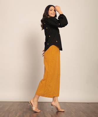 Black and marigold yellow cotton solid co-ord set 4