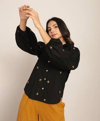 Black cotton solid shirts 3