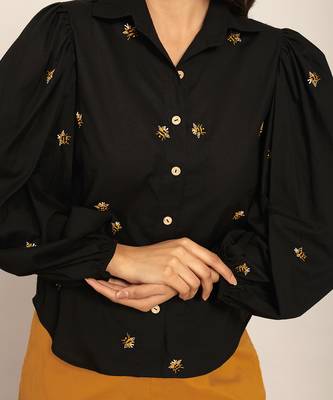 Black cotton solid shirts 5