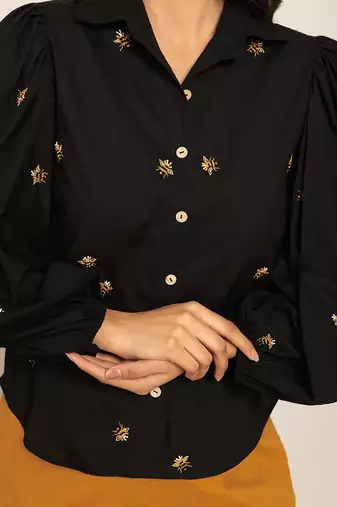 Black cotton solid shirts