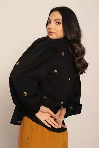 Black cotton solid shirts